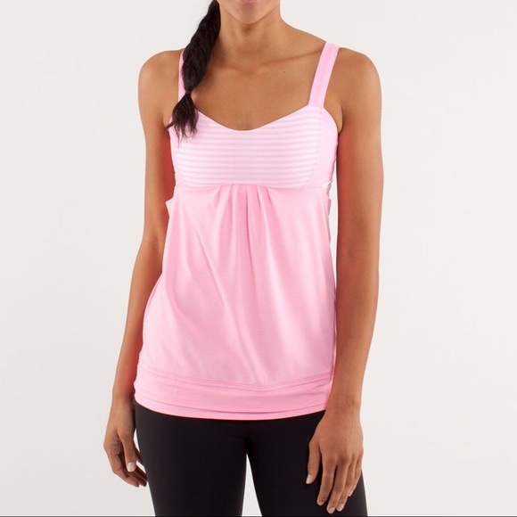 Lululemon Run Back On Track Pink Shell Stripe Tank - Picture 2 of 16